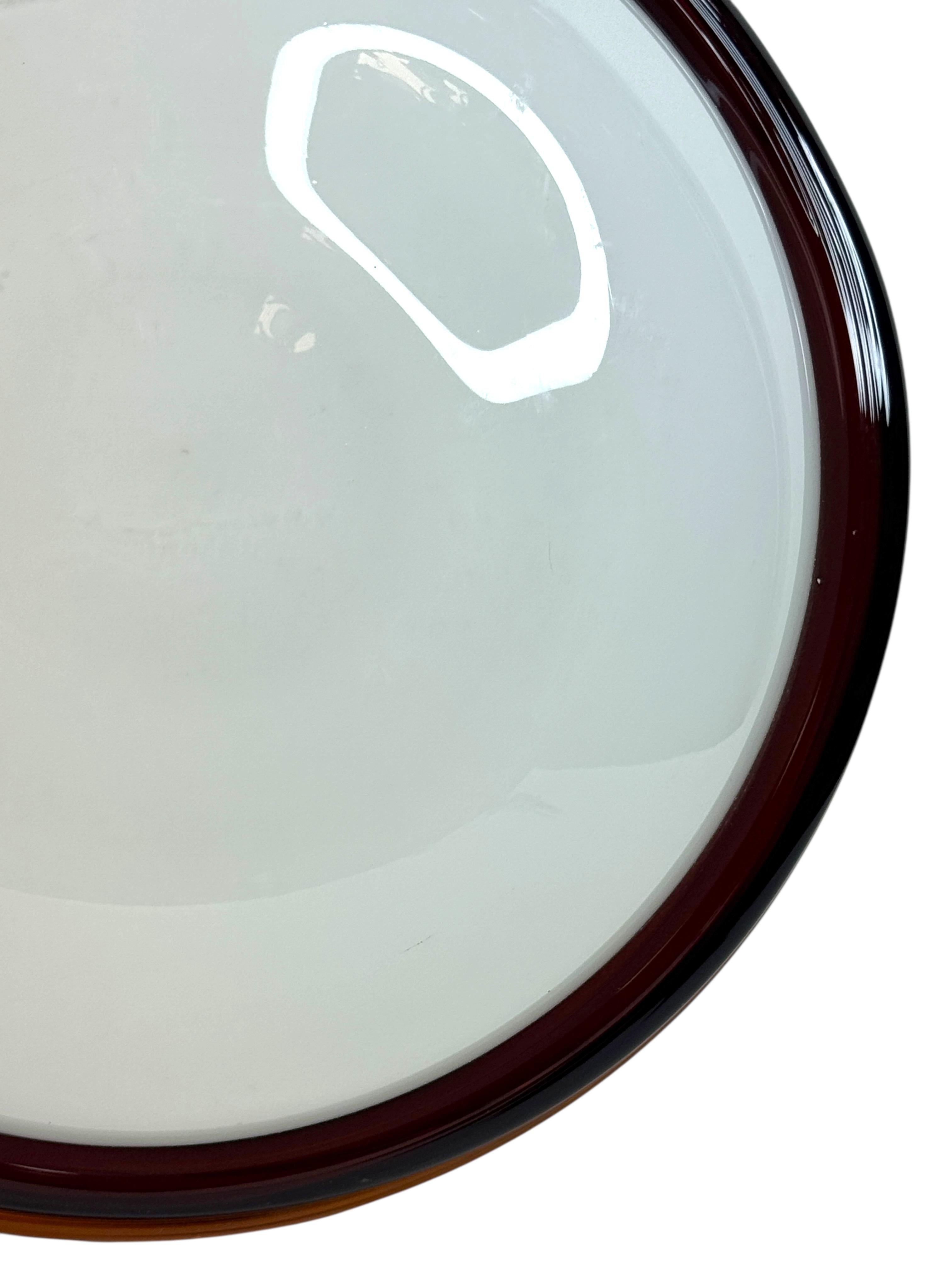 Große Murano Opalglas & braunen Streifen Flush Mount Made by Itre Italien 1980er im Angebot 9