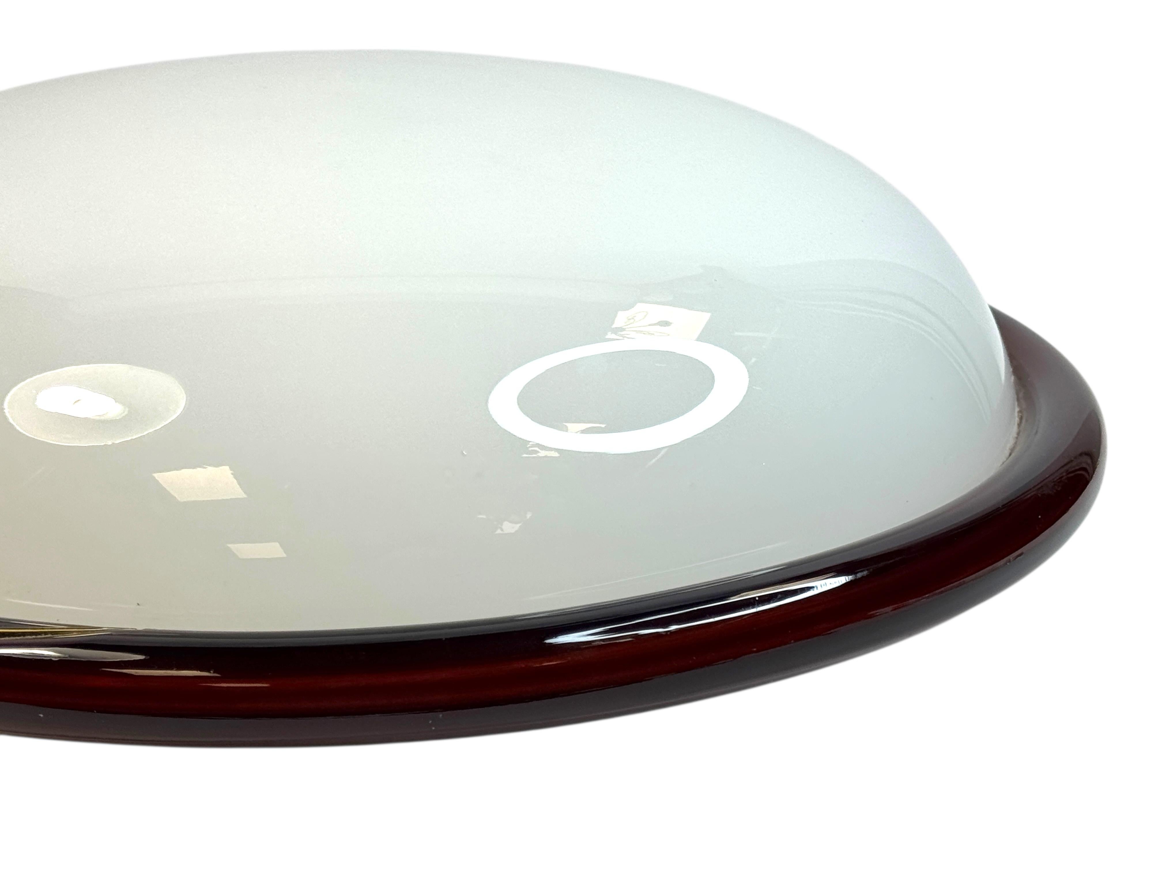 Große Murano Opalglas & braunen Streifen Flush Mount Made by Itre Italien 1980er im Angebot 13