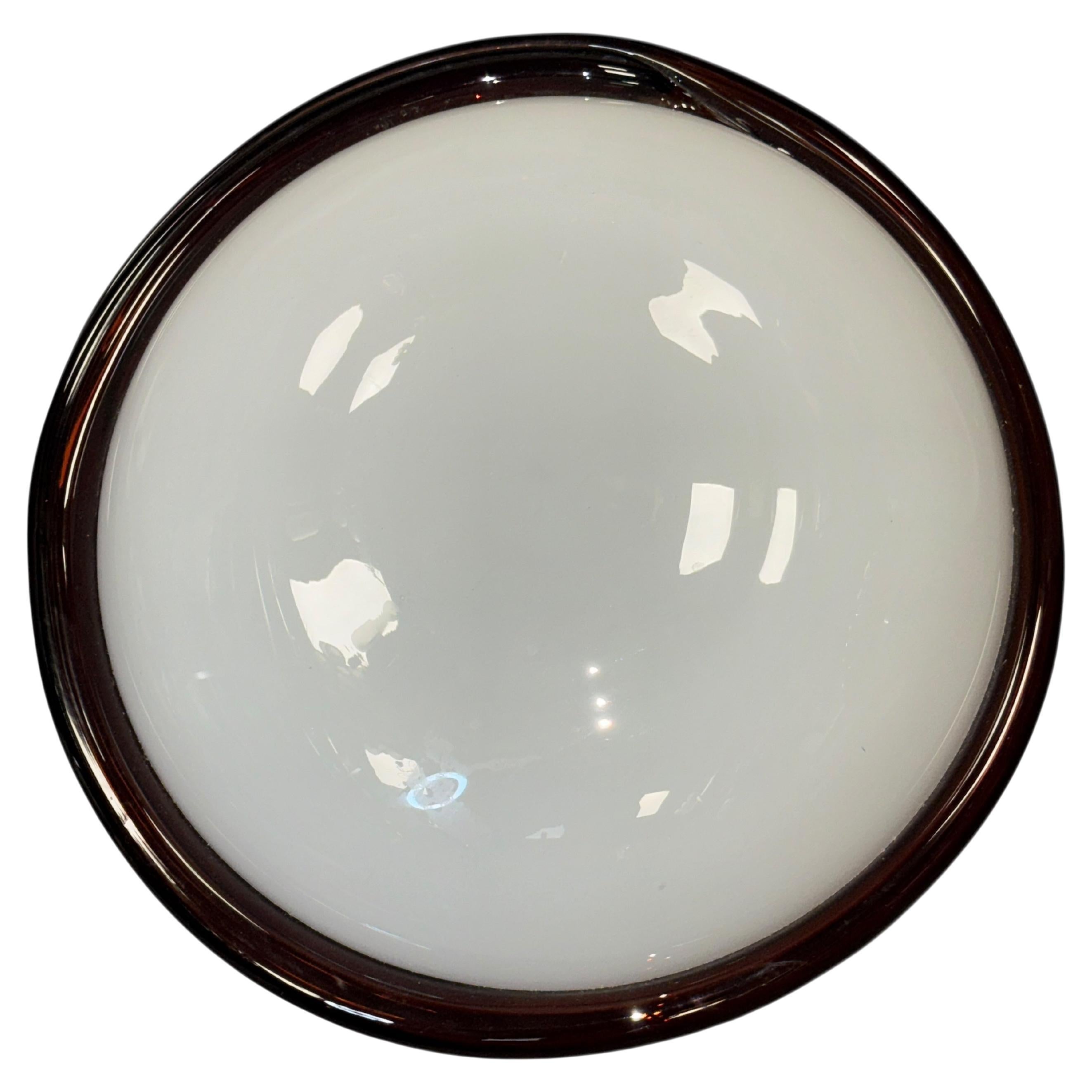 Große Murano Opalglas
braunen Streifen Flush Mount Made by Itre Italien 1980er