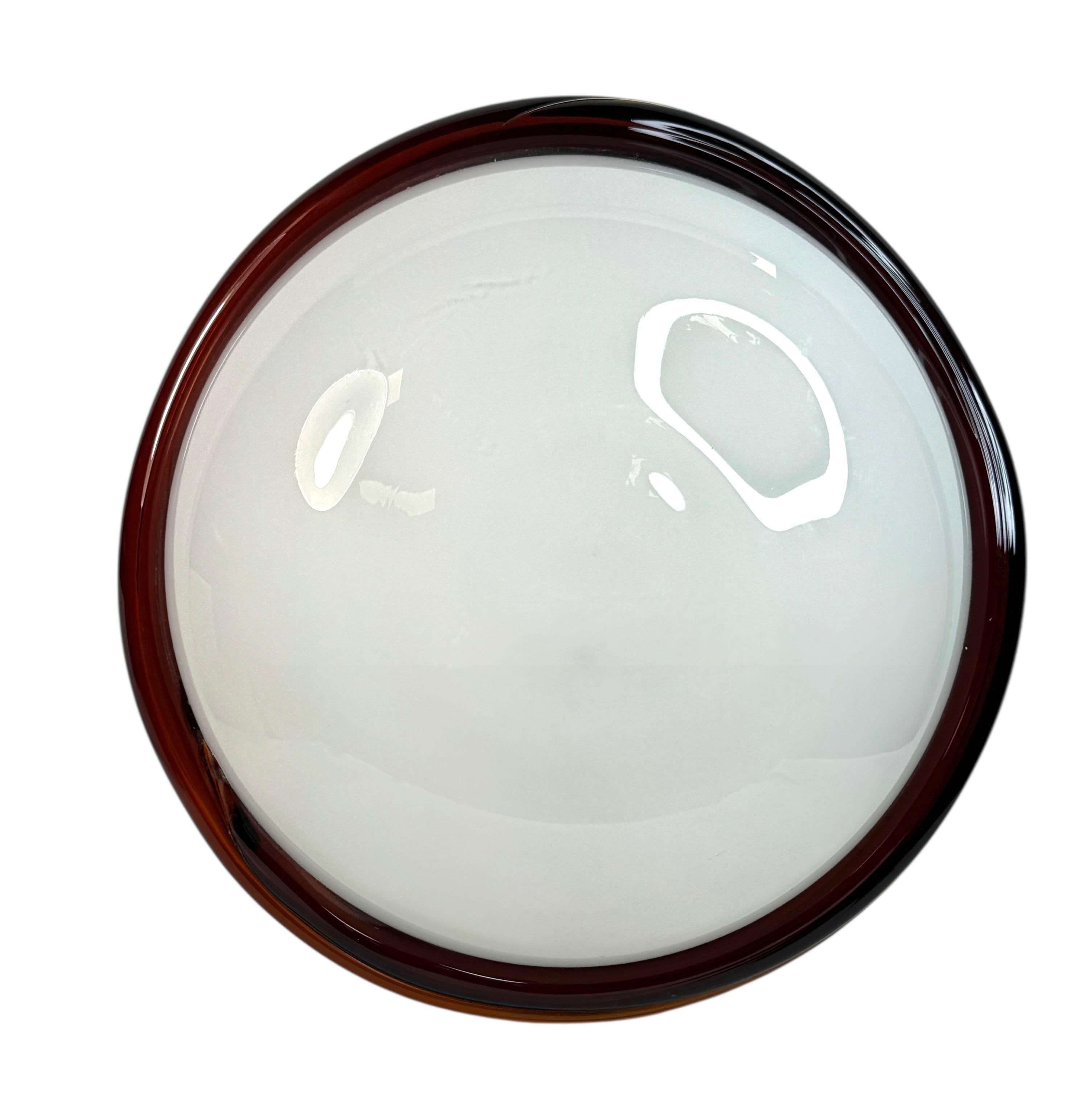 Große Murano Opalglas
braunen Streifen Flush Mount Made by Itre Italien 1980er