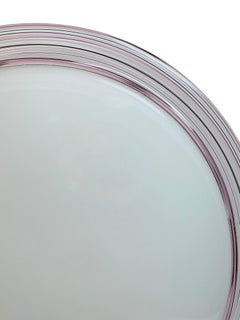 Grande incasso in vetro opalino di Murano e strisce rosa Realizzato in attr. ITRE Italia anni '80