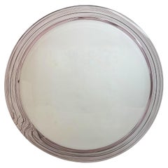 Large Murano Opaline Glass 
Pink Stripe Flush Mount Made attr. Itre Italy 1980s