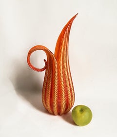 Large Murano Orange & Gold Aventurine Art Glass Vase by Ercole Barovier, 1950s