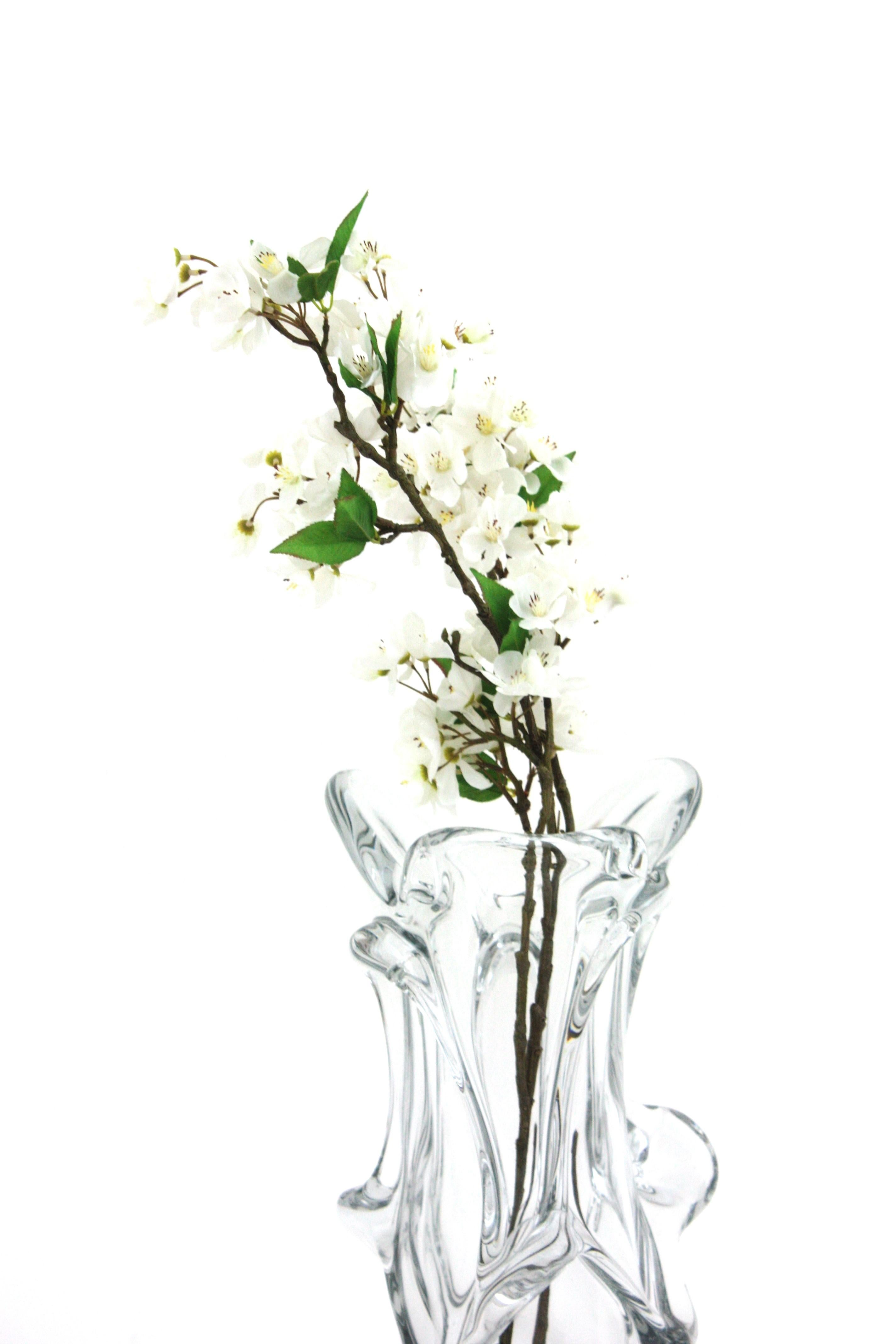 Large Murano Organic Shaped Vase in Clear Glass, 1950s For Sale 2