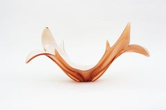 Large Murano Peach White Italian Art Glass Centerpiece Vase Organic Design