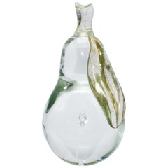 Large Murano Pear with Gold Leaf, circa 1950