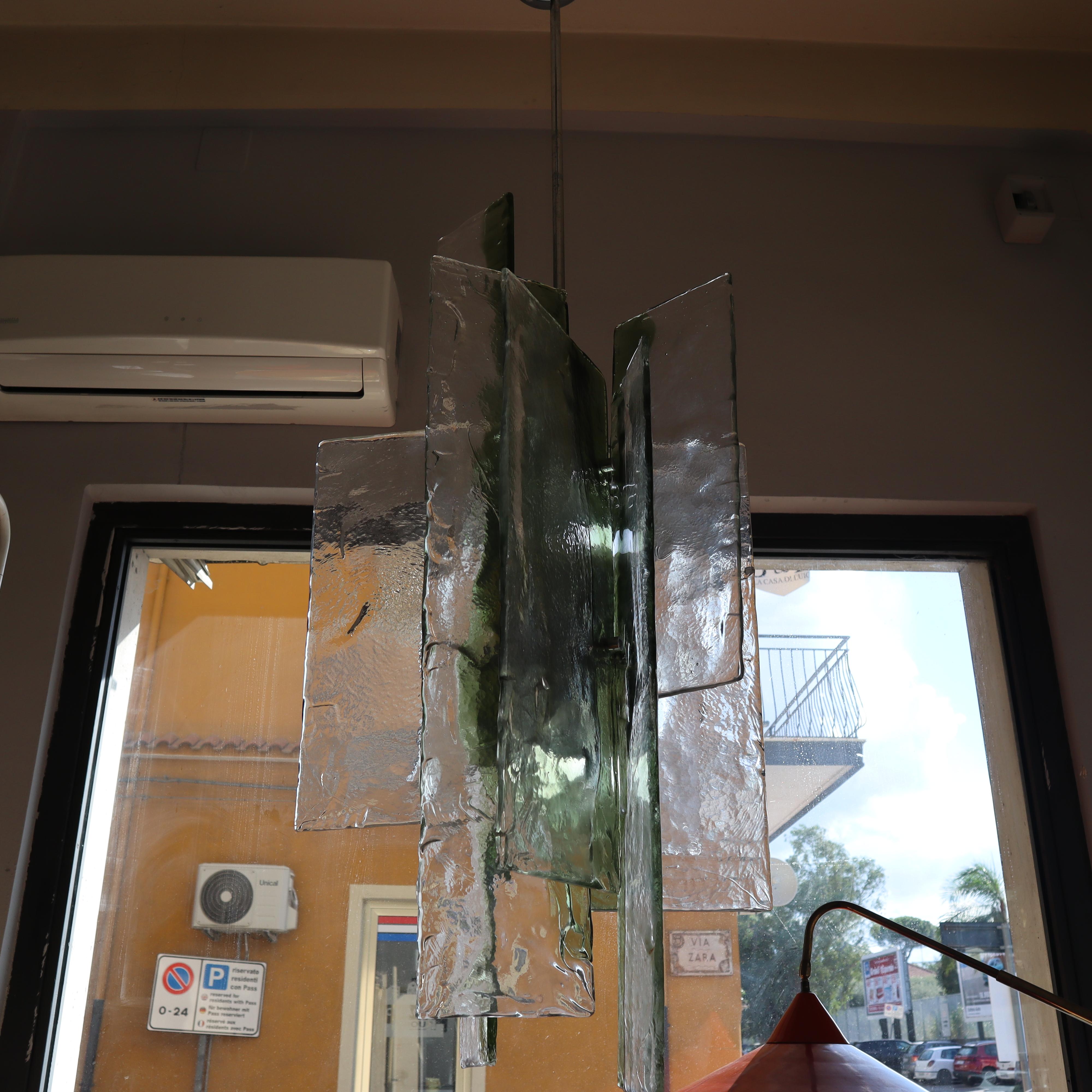 Mid-Century Modern Large Murano Pendant Light Designed by Carlo Nason for Mazzega, Italy 1970s For Sale