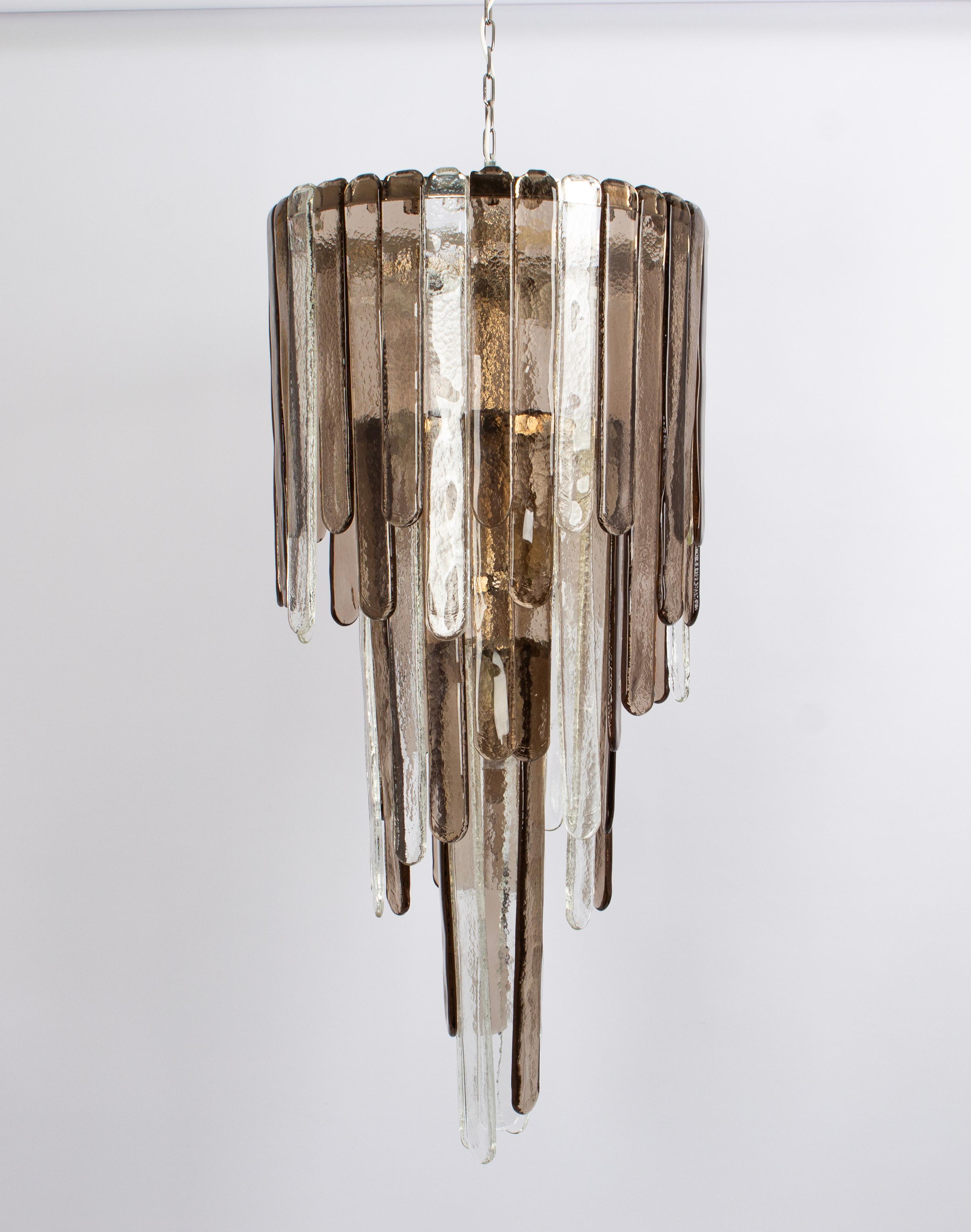 Mid-Century Modern Large Murano Pendant Light Designed by Carlo Nason for Mazzega, Italy 1970s For Sale