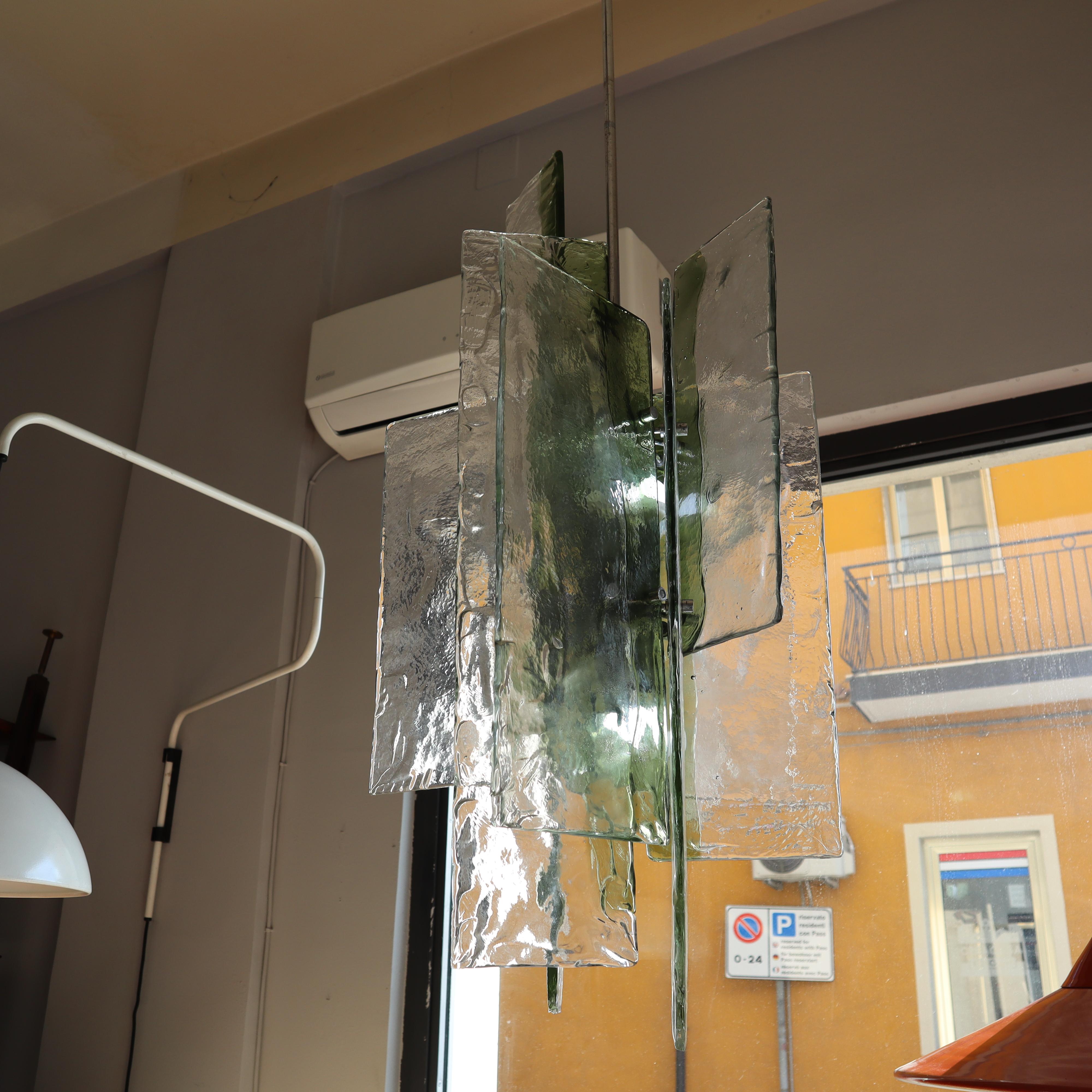 Italian Large Murano Pendant Light Designed by Carlo Nason for Mazzega, Italy 1970s For Sale