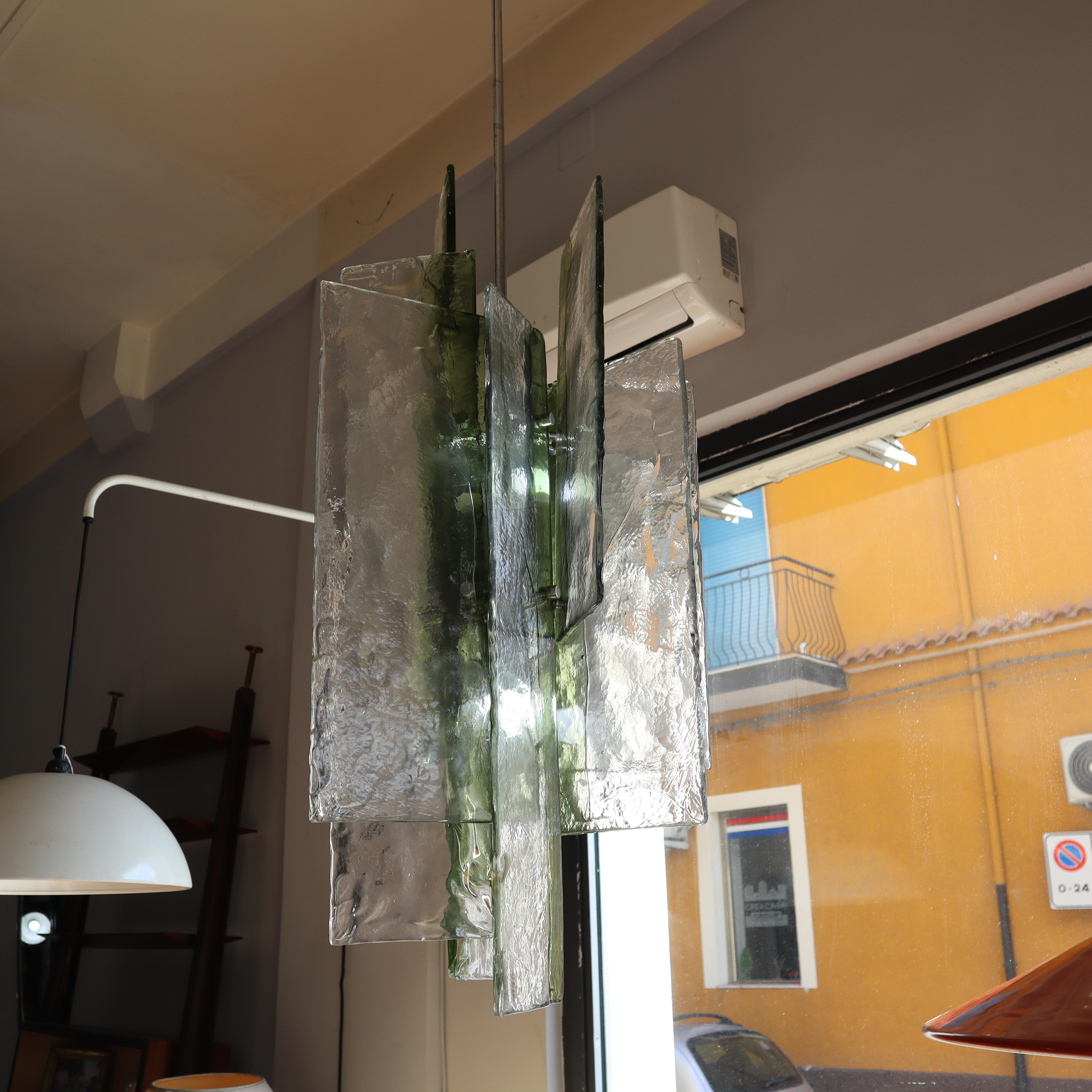Large Murano Pendant Light Designed by Carlo Nason for Mazzega, Italy 1970s In Good Condition For Sale In Nicolosi, IT
