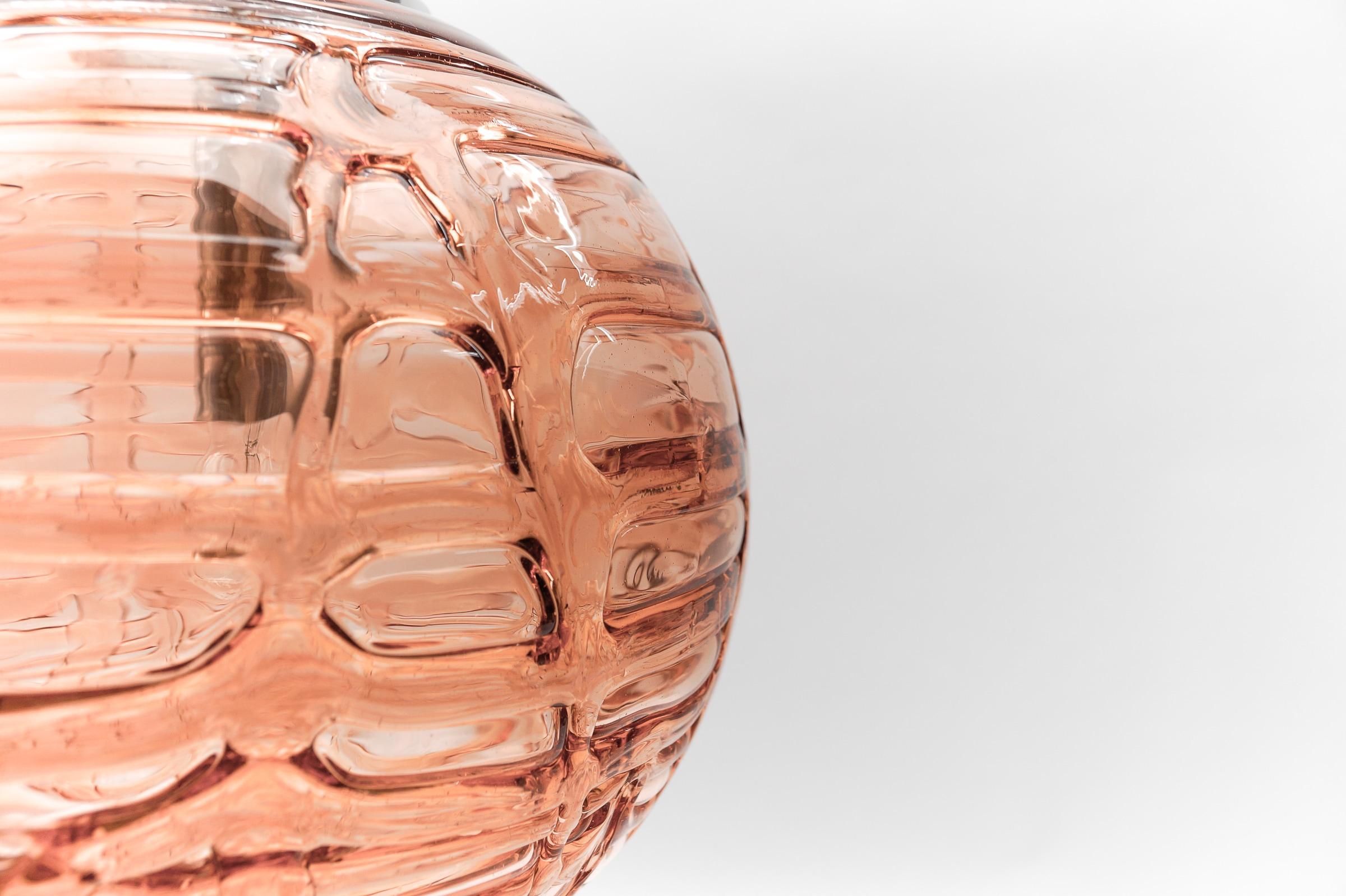 Large Murano Pink Glass Ball Pendant Lamp by Doria, 1960s Germany For Sale 4