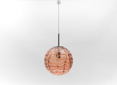 Large Murano Pink Glass Ball Pendant Lamp by Doria, 1960s Germany