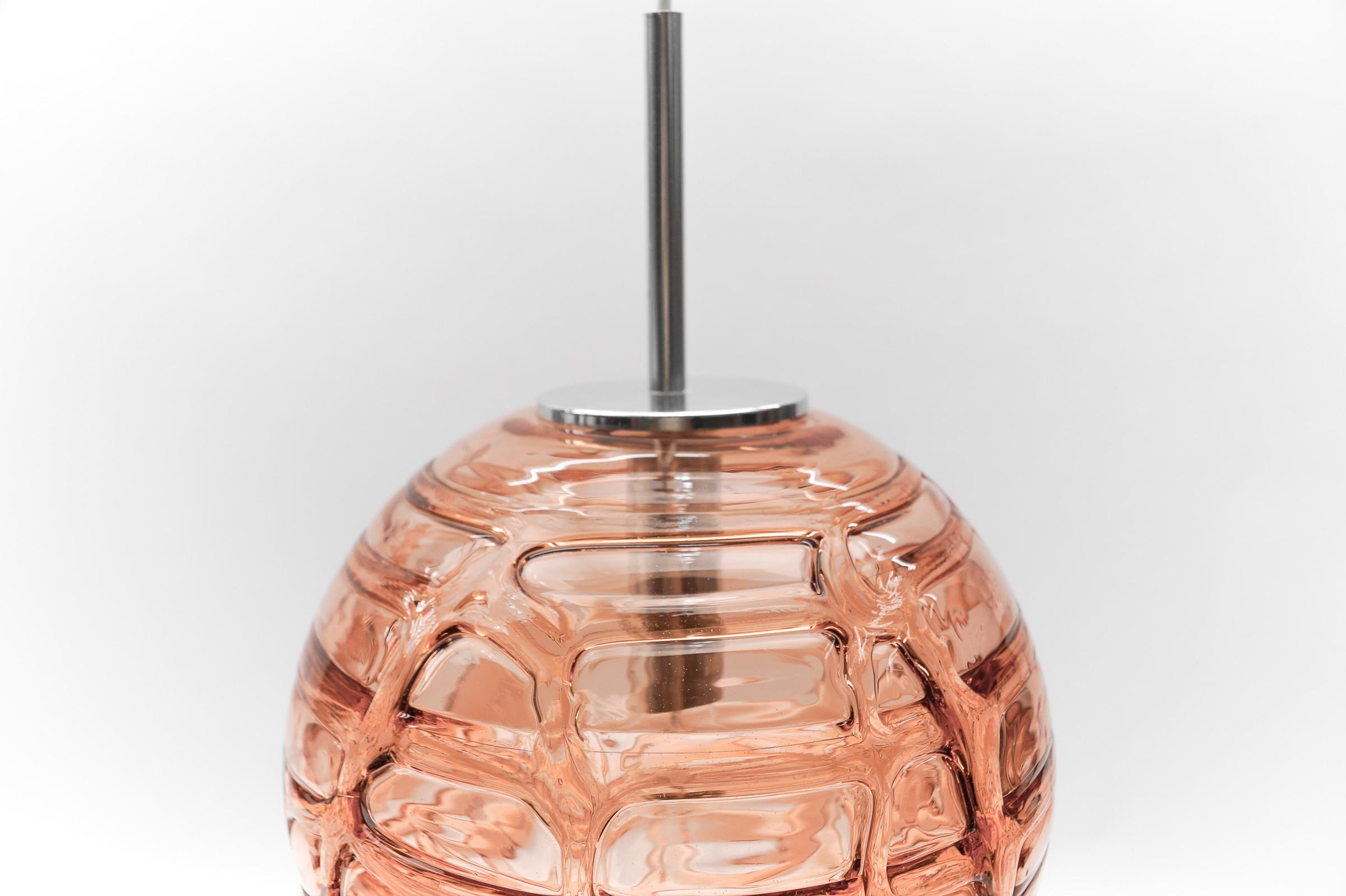 Large Murano Pink Glass Ball Pendant Lamp by Doria, 1960s Germany For Sale 2