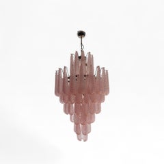 Mid-Century Modern Murano Glass Chandelier, Pink Teardrop, 75cm