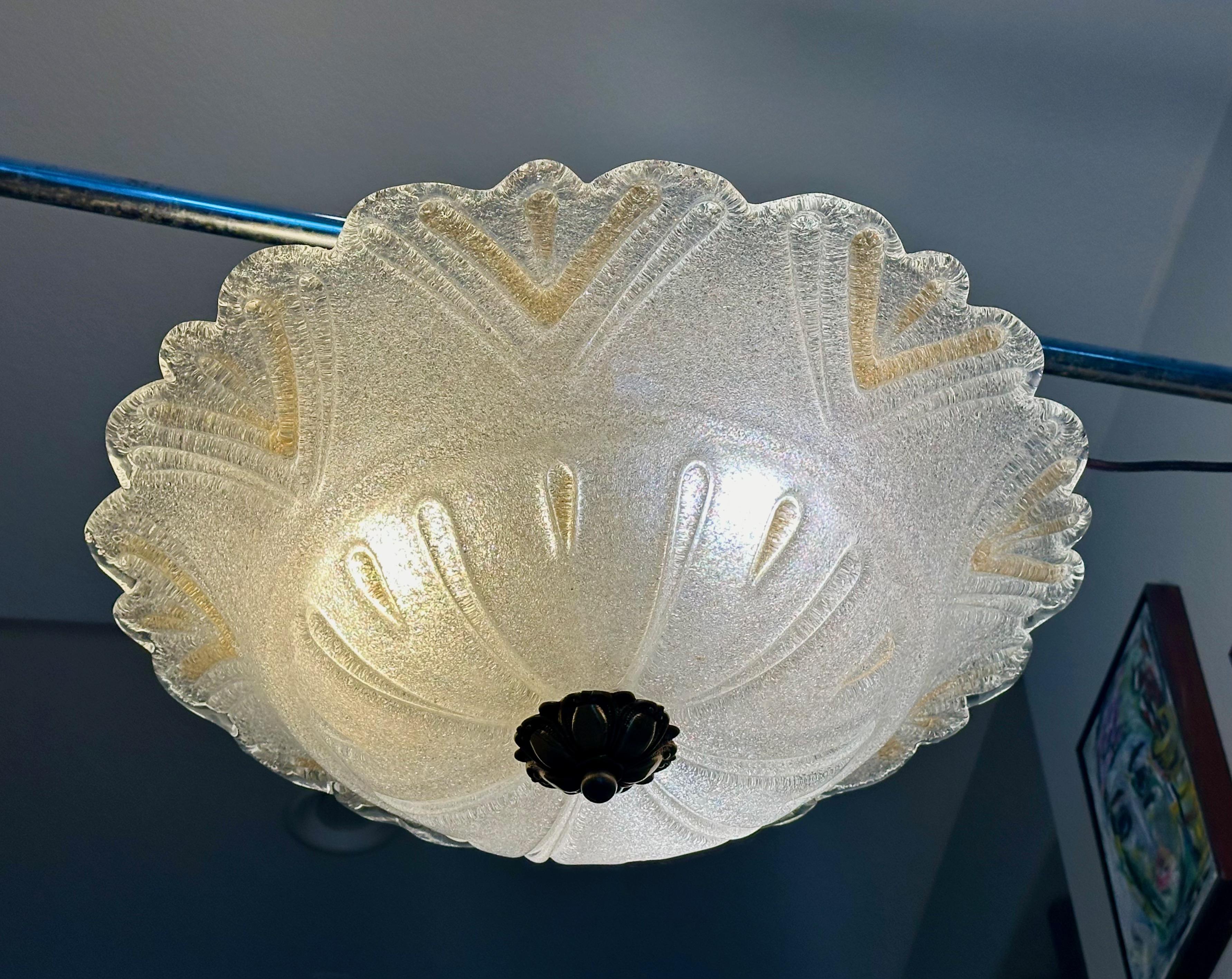 Large Murano Rugiadoso Glass Flush Mount Ceiling Light 5