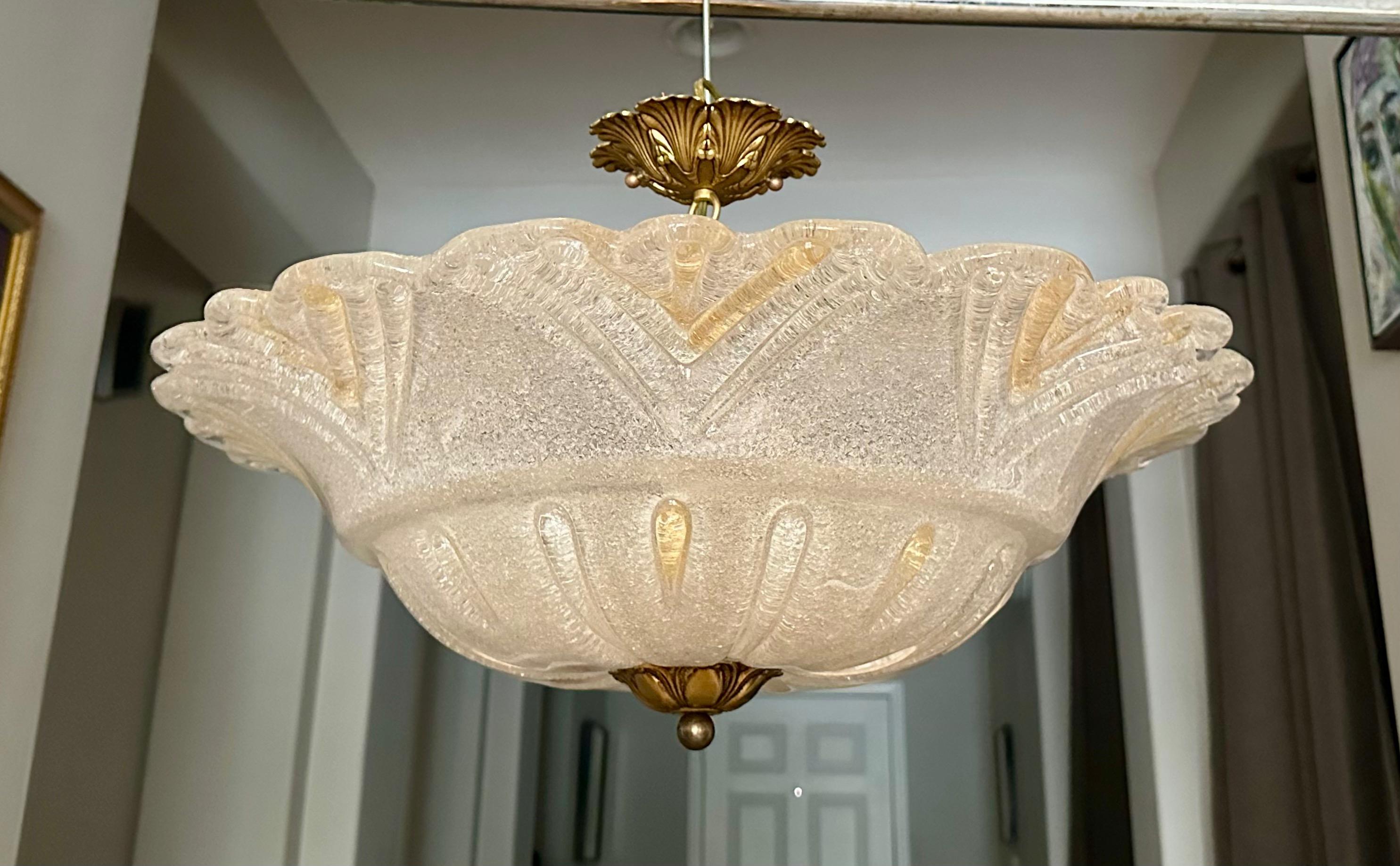 Large Murano Rugiadoso Glass Flush Mount Ceiling Light 7
