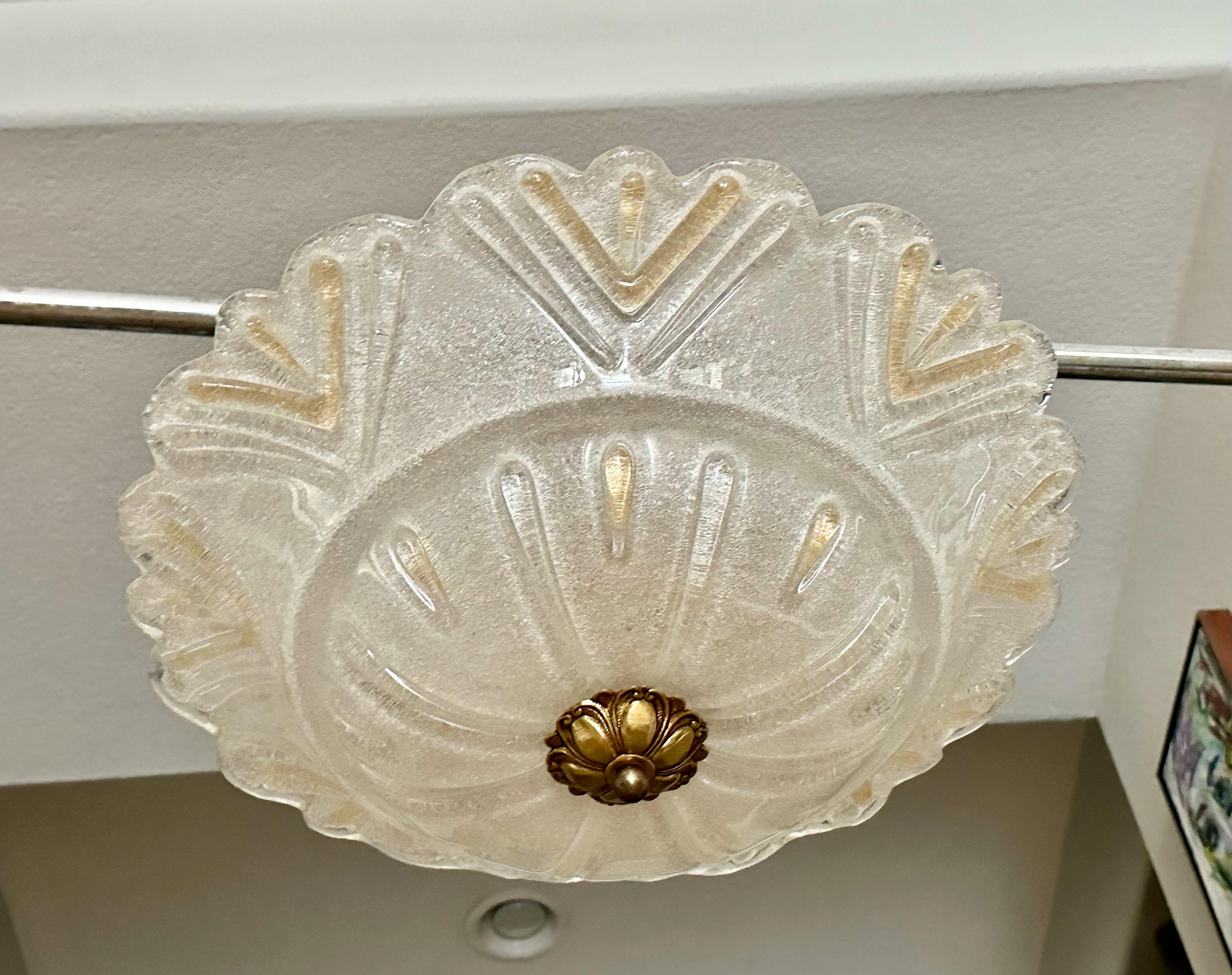 Large Murano Rugiadoso Glass Flush Mount Ceiling Light 13