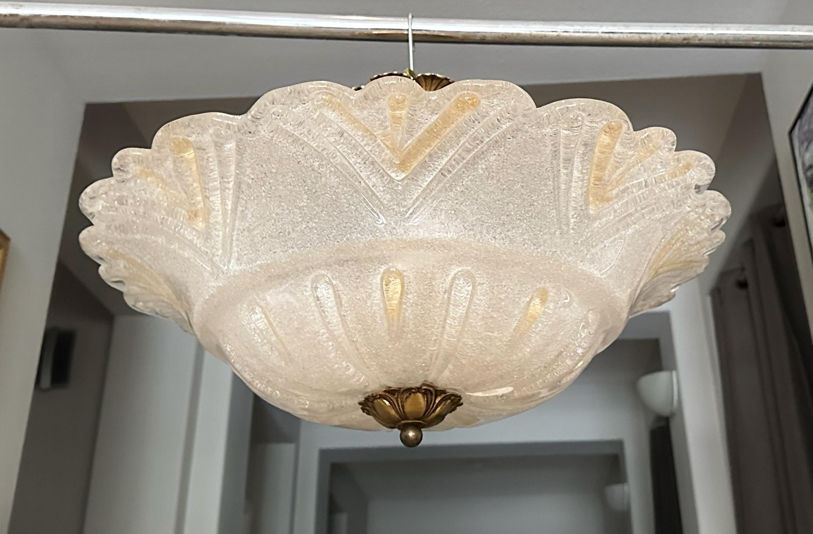Large Murano Rugiadoso Glass Flush Mount Ceiling Light 1