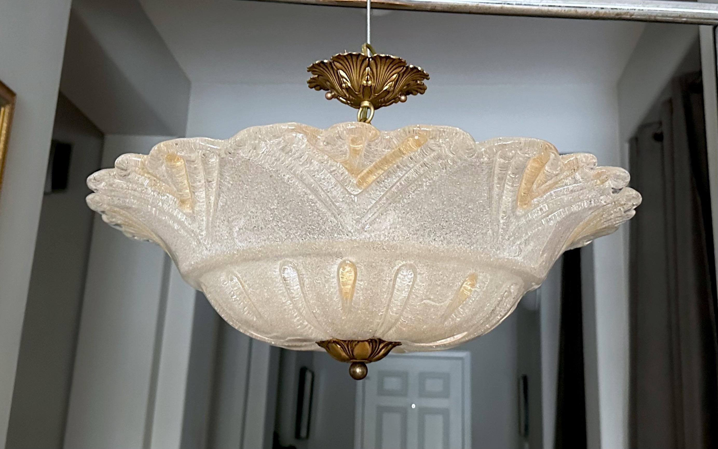 Large Murano Rugiadoso Glass Flush Mount Ceiling Light 2