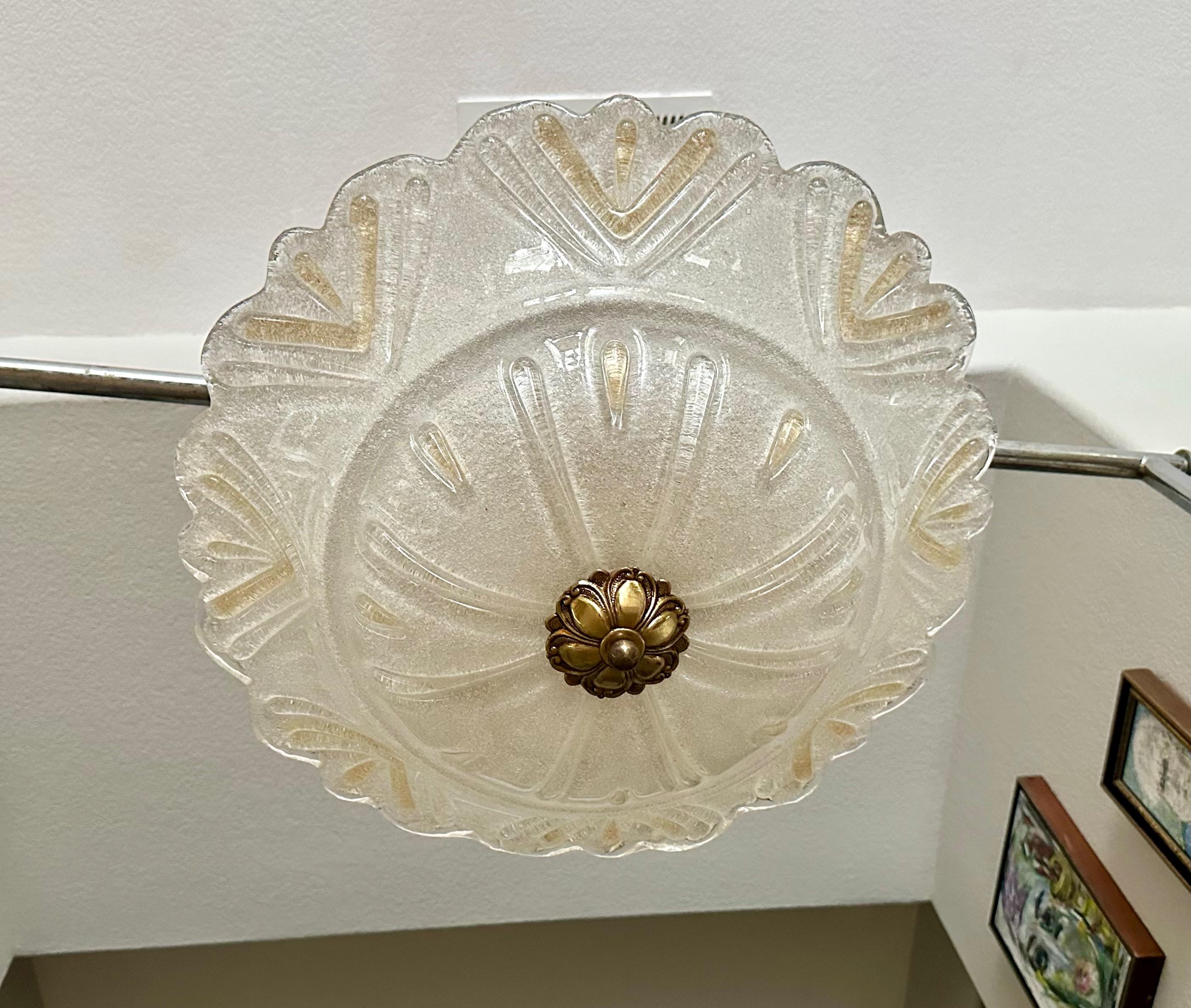 Large Murano Rugiadoso Glass Flush Mount Ceiling Light 3