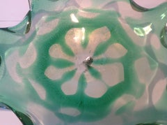 Large Murano Sculptural Bowl in Gold and Green, circa 1950s
