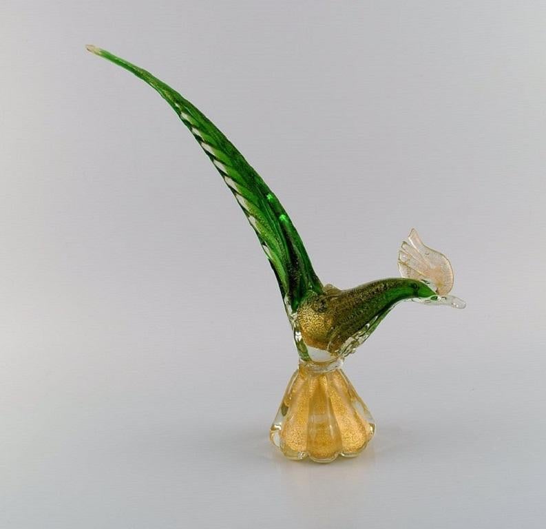 Milieu du XXe siècle Grande sculpture de Murano en verre d'art soufflé à la bouche, oiseau exotique, années 1960 en vente