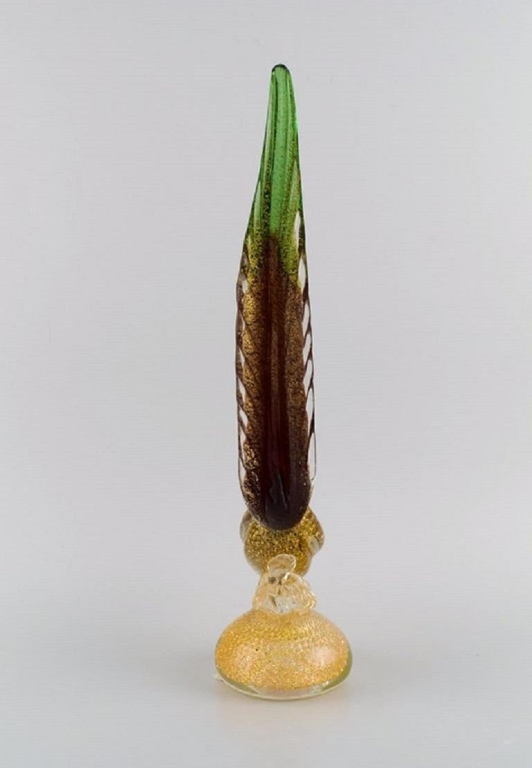 Mid-20th Century Large Murano Sculpture in Mouth Blown Art Glass, Exotic Bird, 1960s
