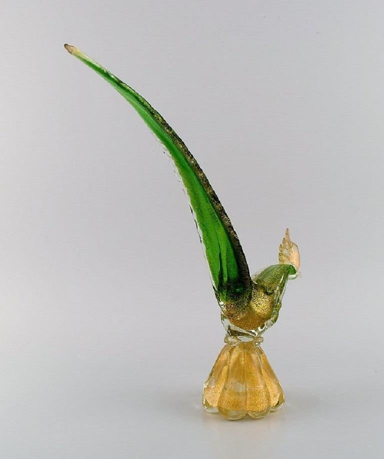 Large Murano Sculpture in Mouth Blown Art Glass, Exotic Bird, 1960s For Sale 1