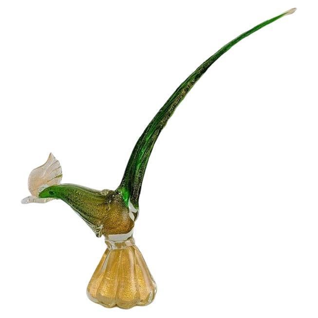 Large Murano Sculpture in Mouth Blown Art Glass, Exotic Bird, 1960s For Sale