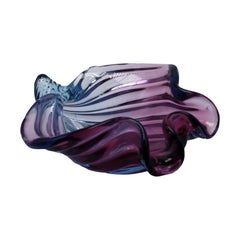 Large Murano Seguso Blue and Purple Shell Bowl, circa 1950