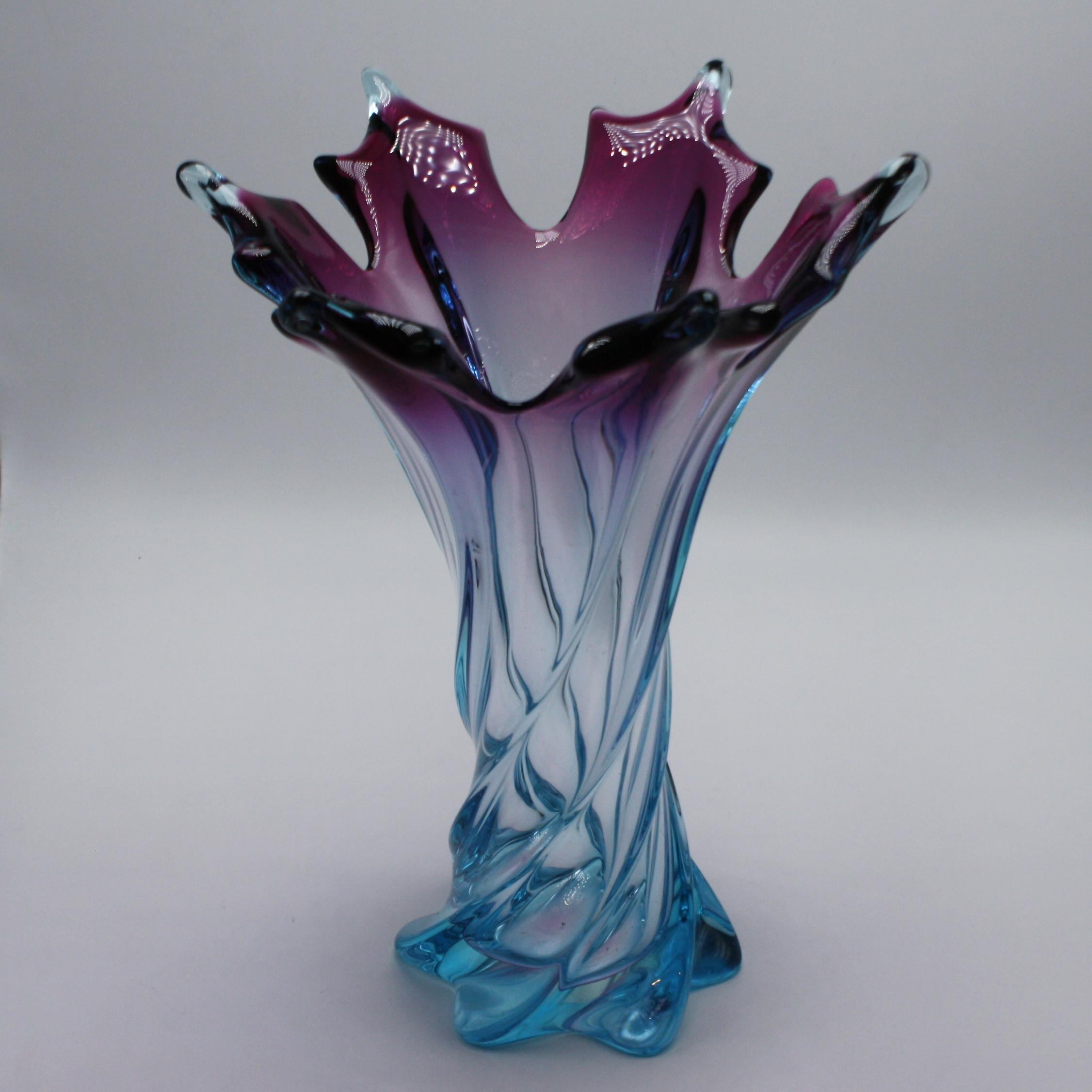Mid-20th Century Large Murano Seguso Blue and Purple Vase, circa 1950