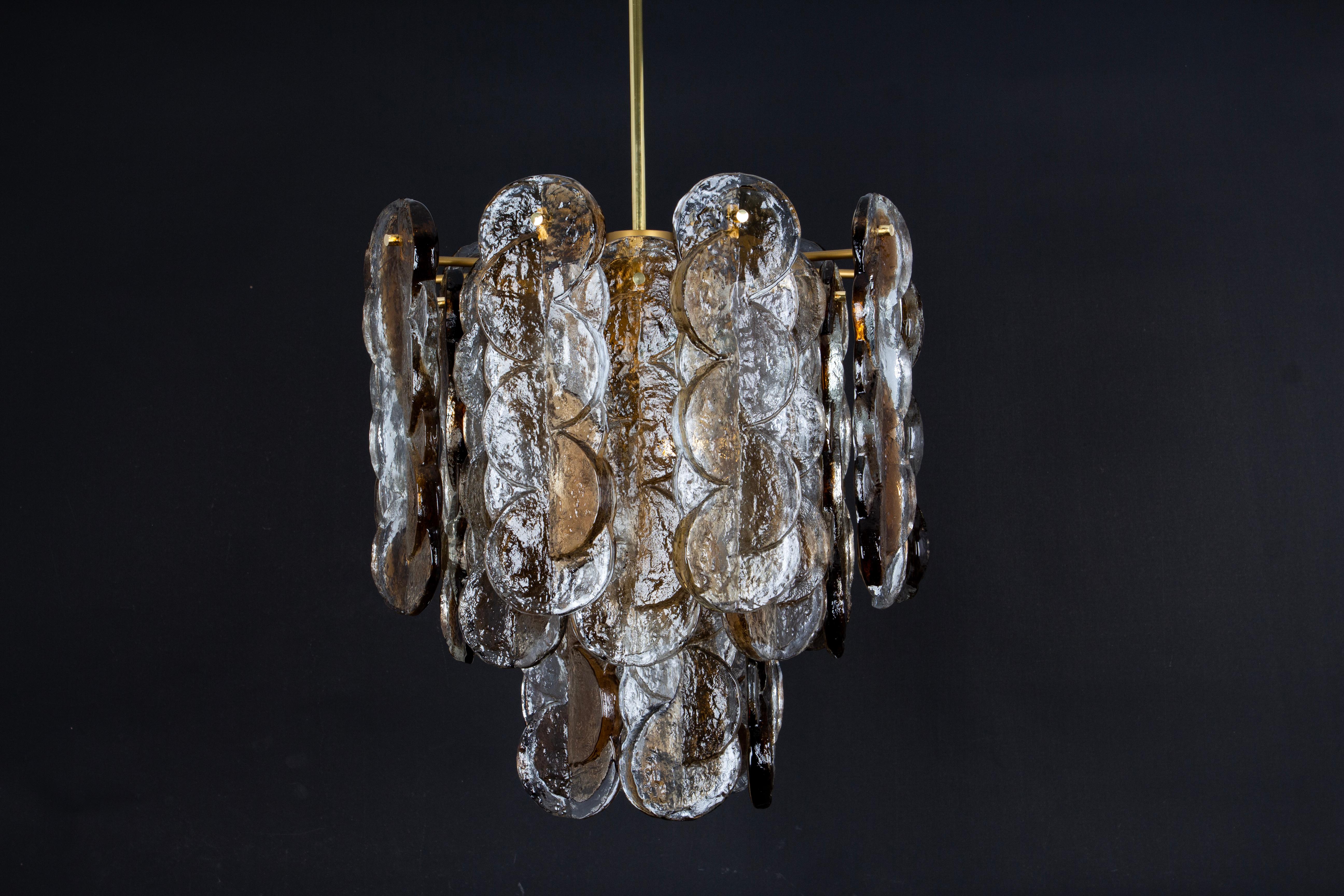 Late 20th Century Large Murano Smoked Glass Chandelier by Kalmar, Austria, 1970s For Sale