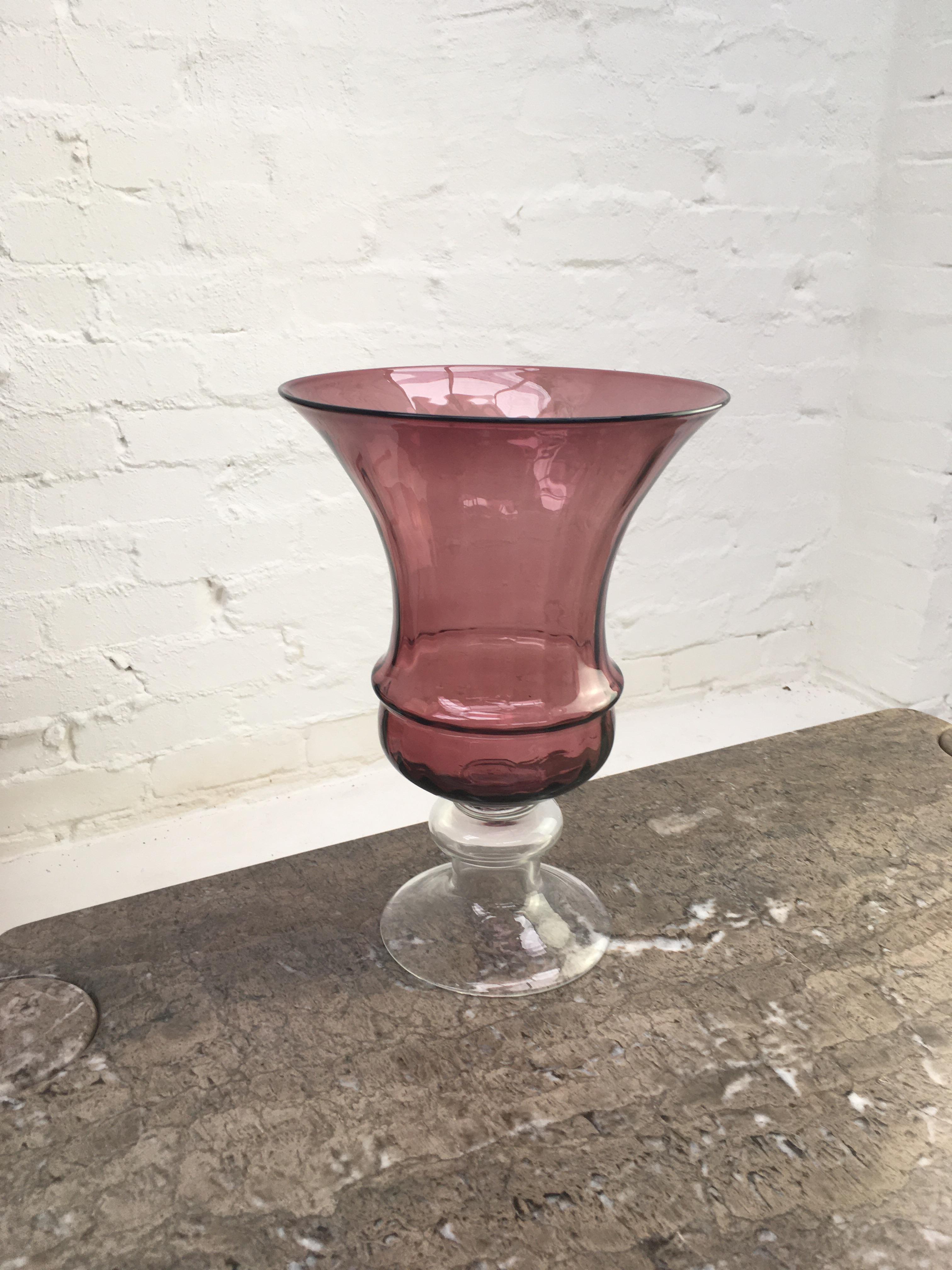Large Murano Sofiato Optic Fluted Glass Urn Vase, Italy, 1950s 1