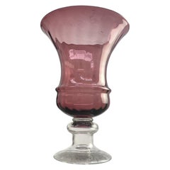 Large Murano Sofiato Amethyst Optic Fluted Glass Urn Vase, Italy, 1950s