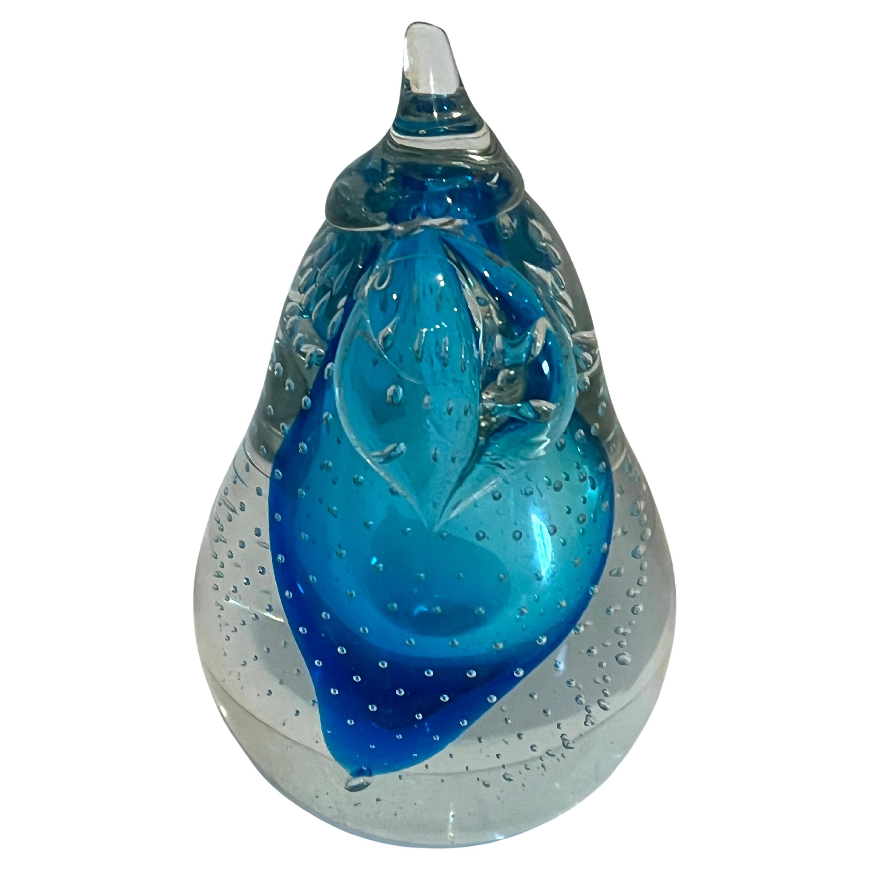 Mid-Century Modern Grande sculpture poire en verre d'art Murano Glass Sommerso par Fratelli Toso Italie en vente