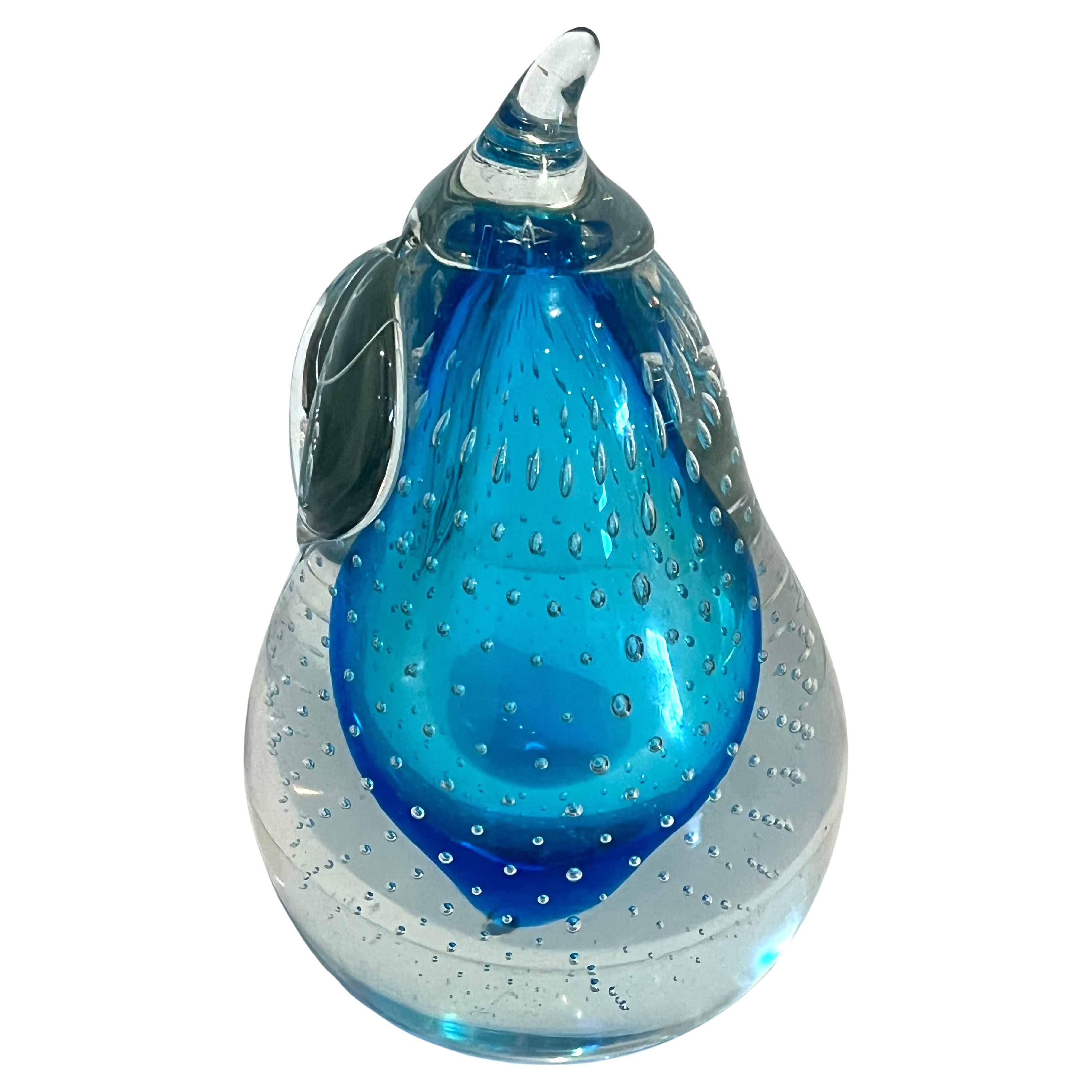 Grande sculpture poire en verre d'art Murano Glass Sommerso par Fratelli Toso Italie en vente