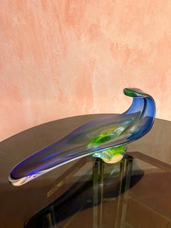 Grande ciotola da tavolo in vetro sommerso di Murano, realizzata da Flavio Poli per Seguso Vetri
