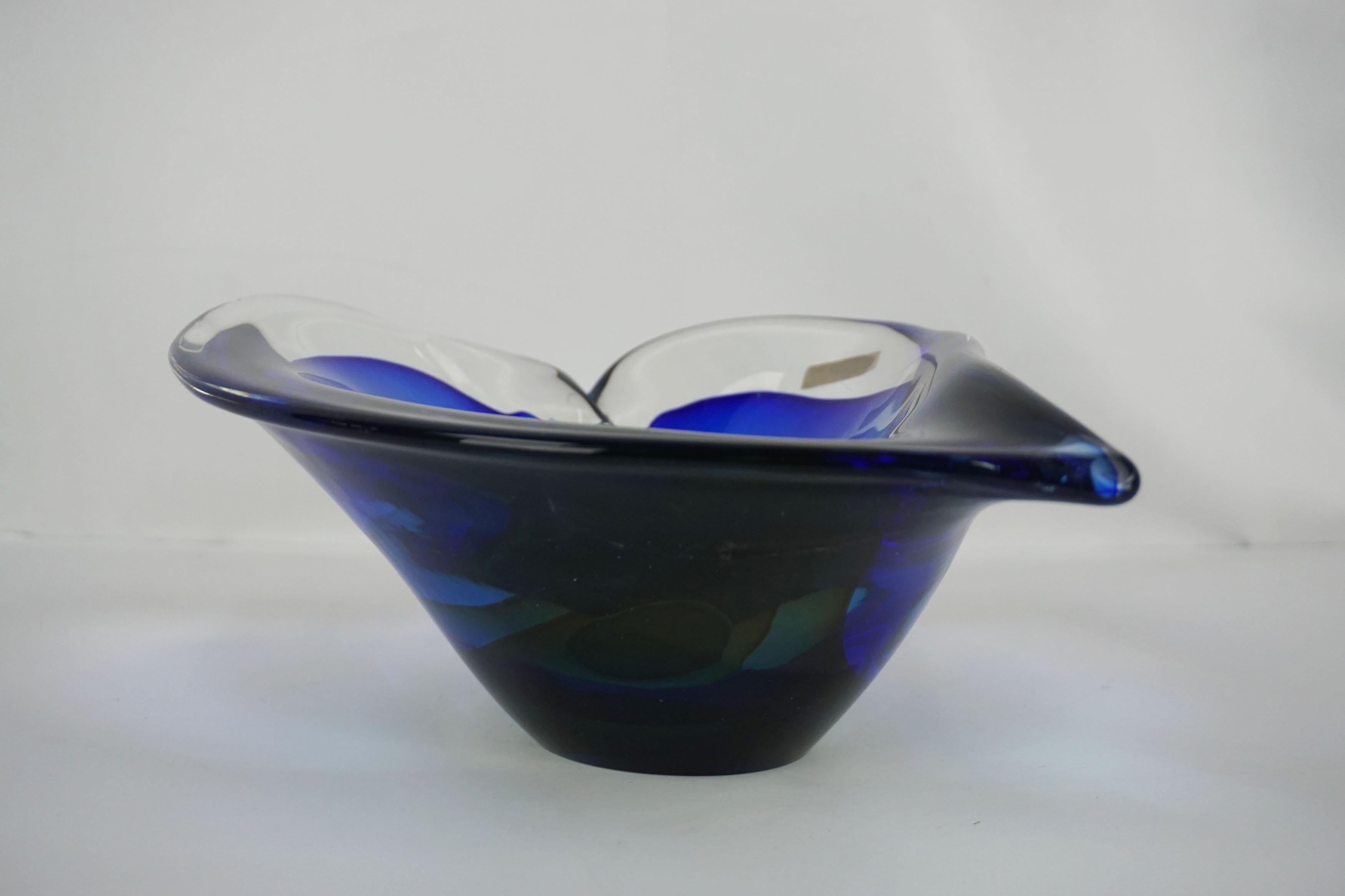 Hand-Crafted Large Murano Sommerso Heart Bowl/Centerpiece