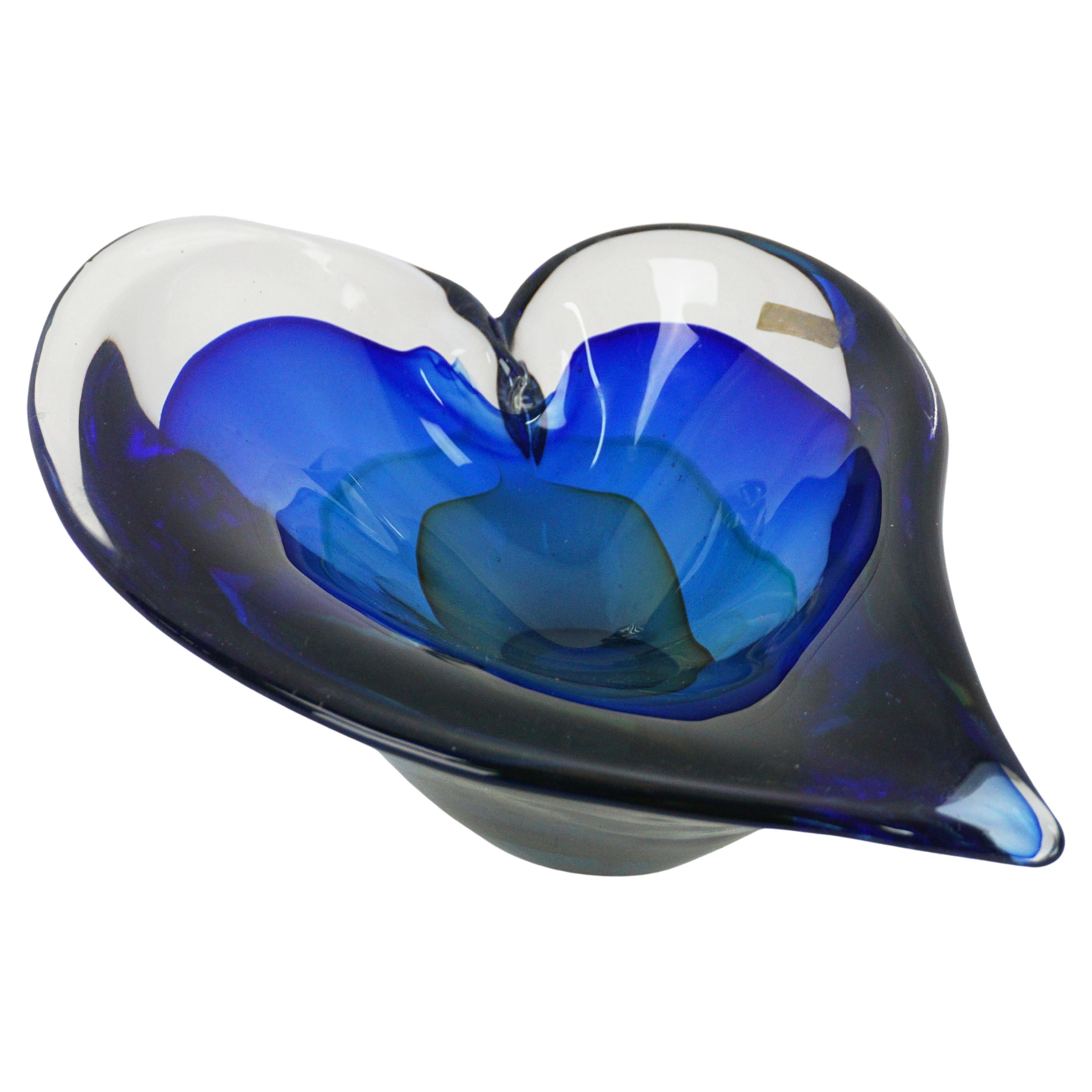Large Murano Sommerso Heart Bowl/Centerpiece
