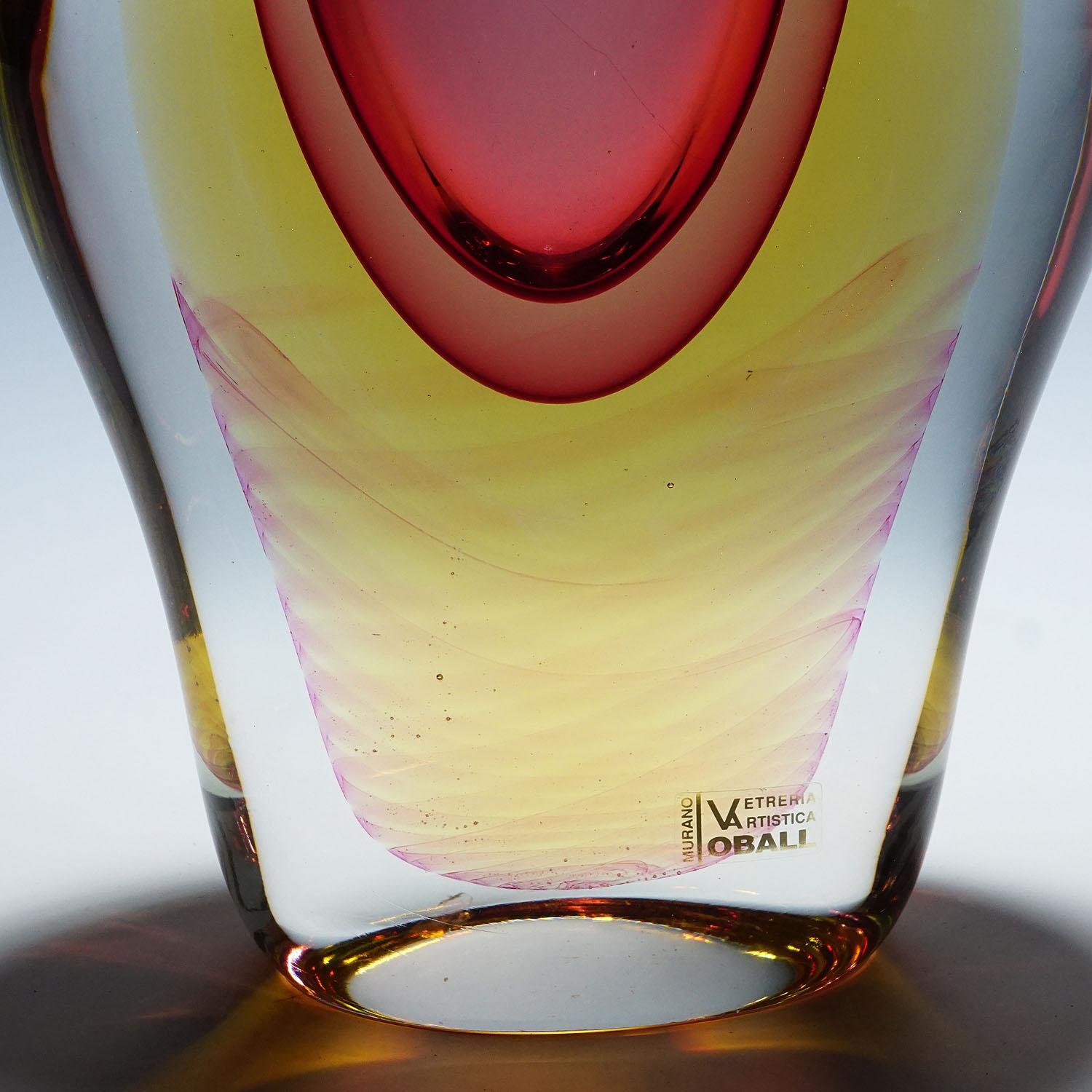 Gran Jarrón Sommerso de Murano de Vetreria Artistica Oball finales del siglo XX en venta