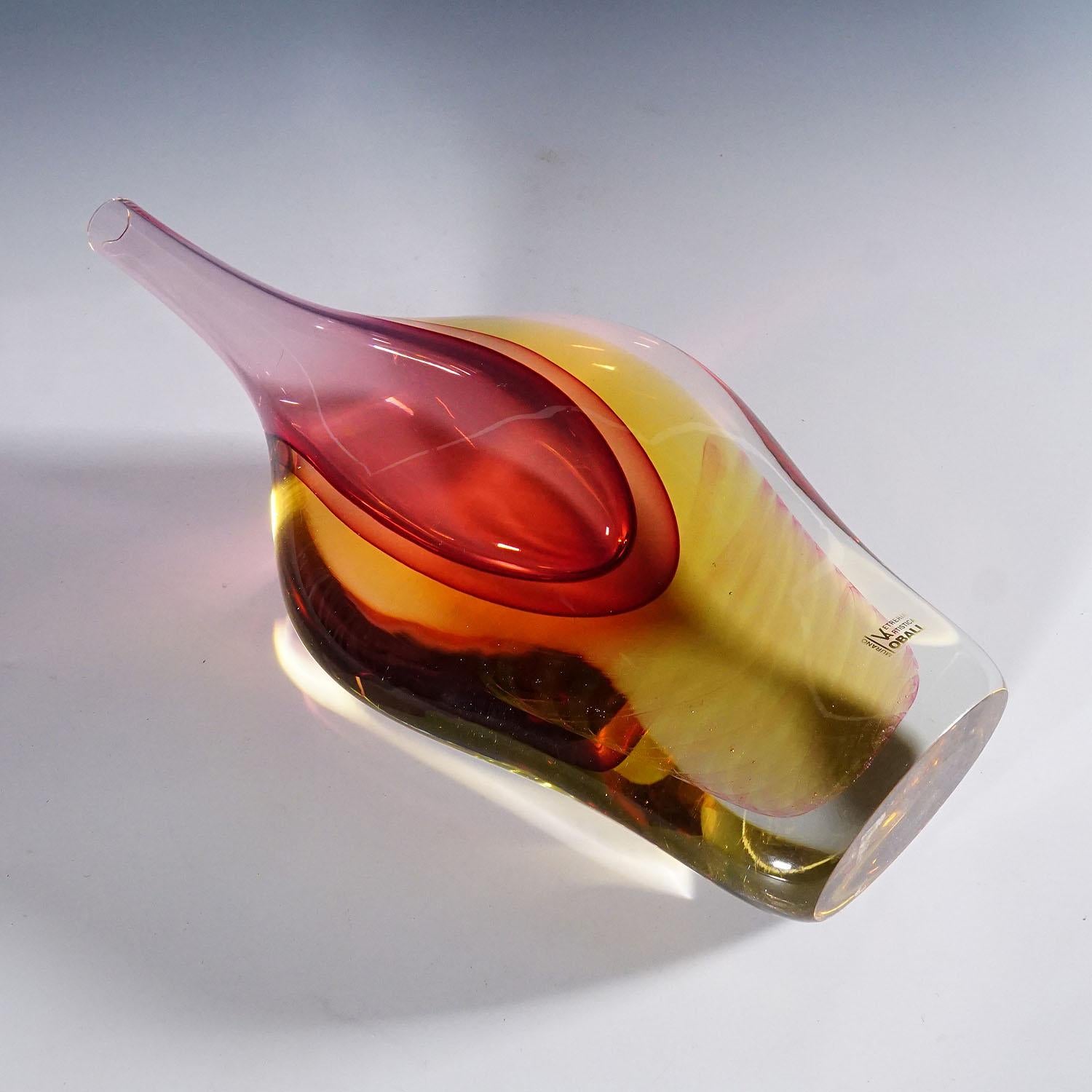 Gran Jarrón Sommerso de Murano de Vetreria Artistica Oball Vidrio artístico en venta