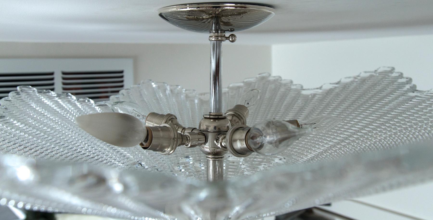 Modern Large Murano Star-Shaped Ceiling Fixture in Nickel  For Sale