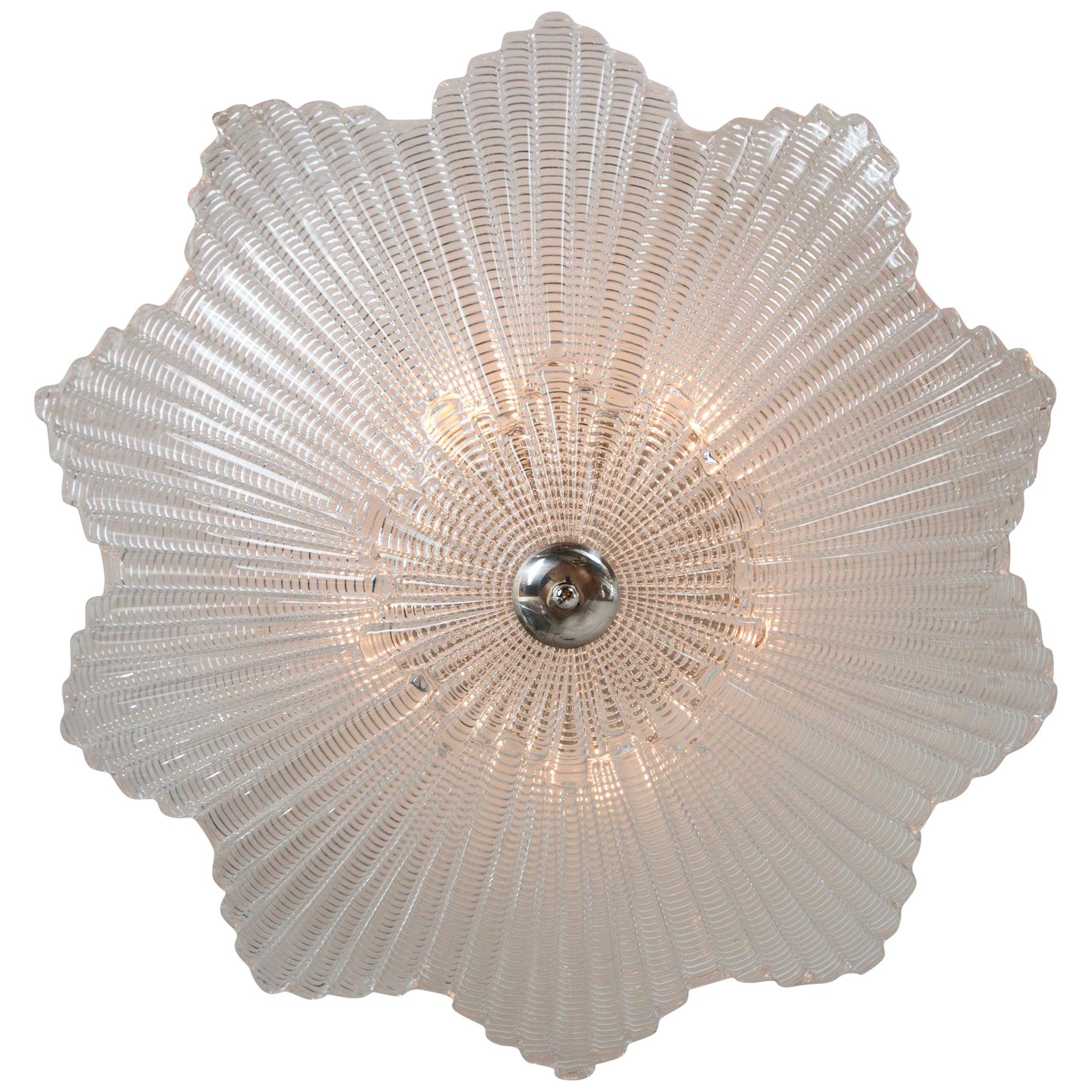 Large Murano Star-Shaped Ceiling Fixture in Nickel 