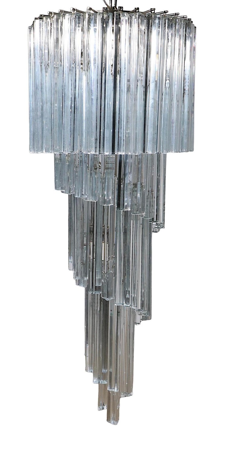 Large Murano Swirl Chandelier with Triedi Form Glass Prisms For Sale at ...