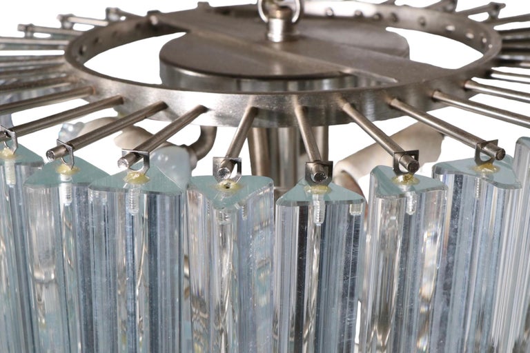 Large Murano Swirl Chandelier with Triedi Form Glass Prisms For Sale at