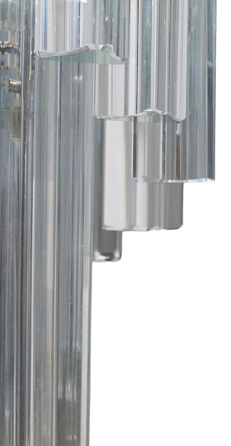 Large Murano Swirl Chandelier with Triedi Form Glass Prisms For Sale at