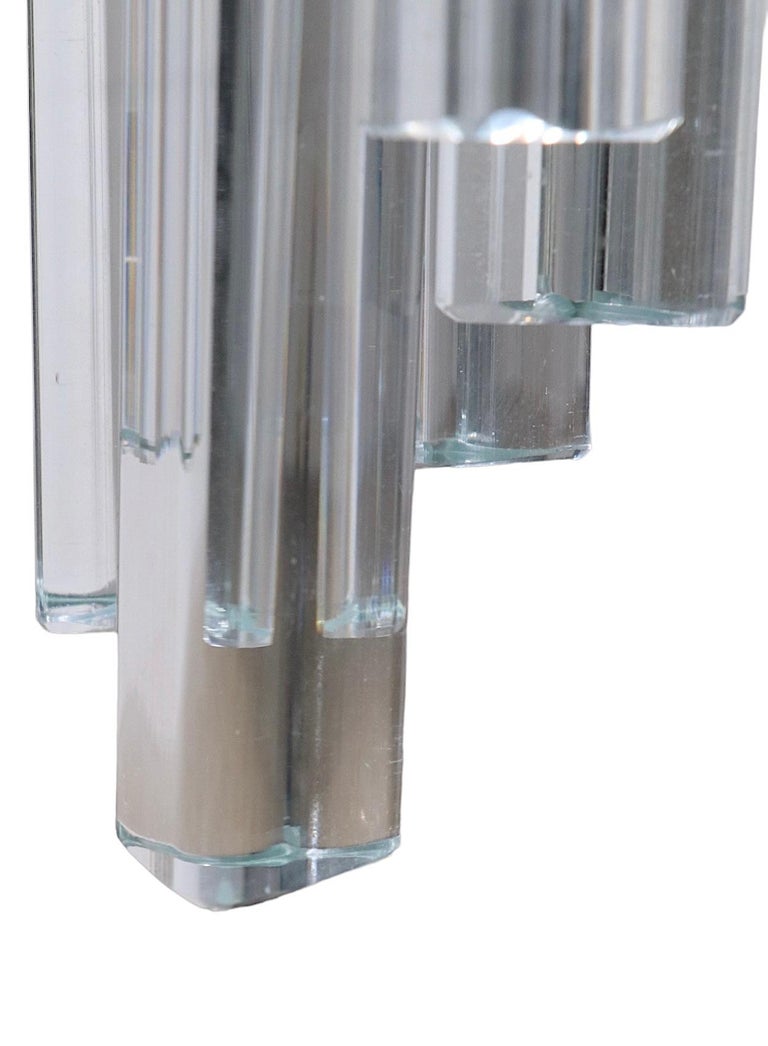 Large Murano Swirl Chandelier with Triedi Form Glass Prisms For Sale at