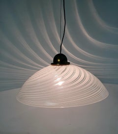 Grande lampada a sospensione a spirale in vetro di Murano, design moderno, Italia, anni '70
