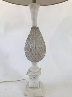 Large Murano Table Lamp with Gold Inclusions and Custom Shade, circa 1960