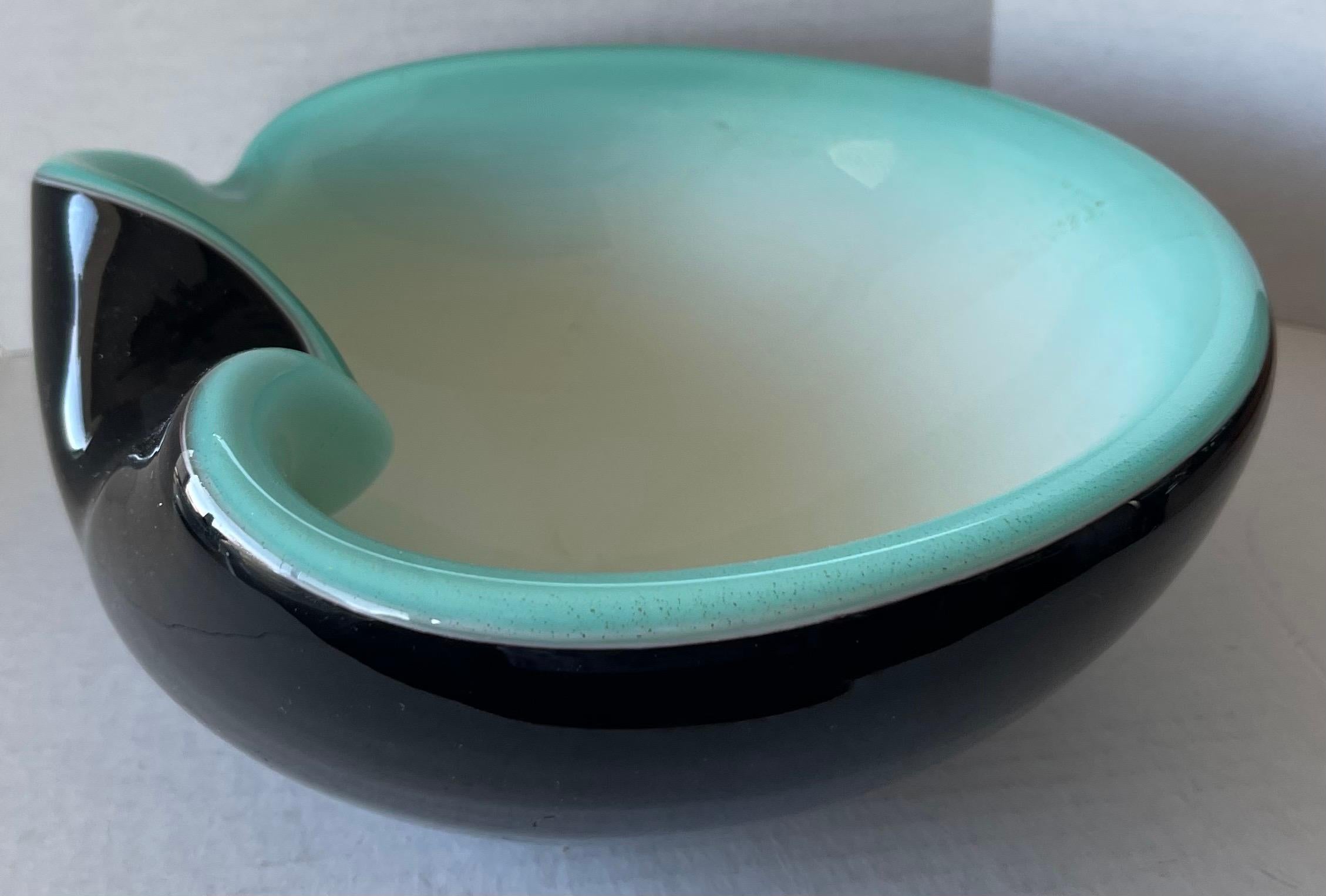 Grande posacenere o ciotola in vetro turchese di Murano in vendita 1